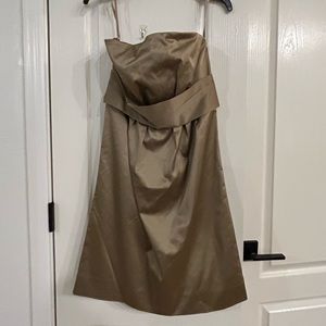 New York and Co strapless gold dress